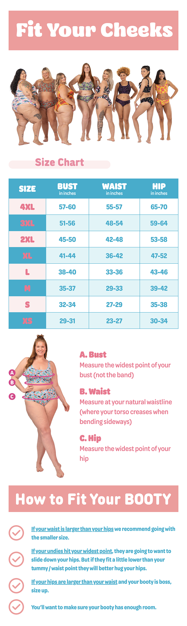 Cheek Boss size chart